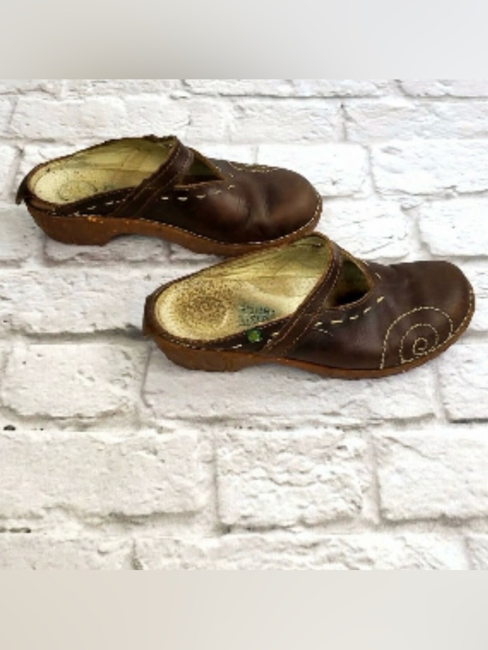 El Naturalist Women's Brown Leather Mary Jane Clogs Slide size 38 (7.5) - Picture 3 of 6